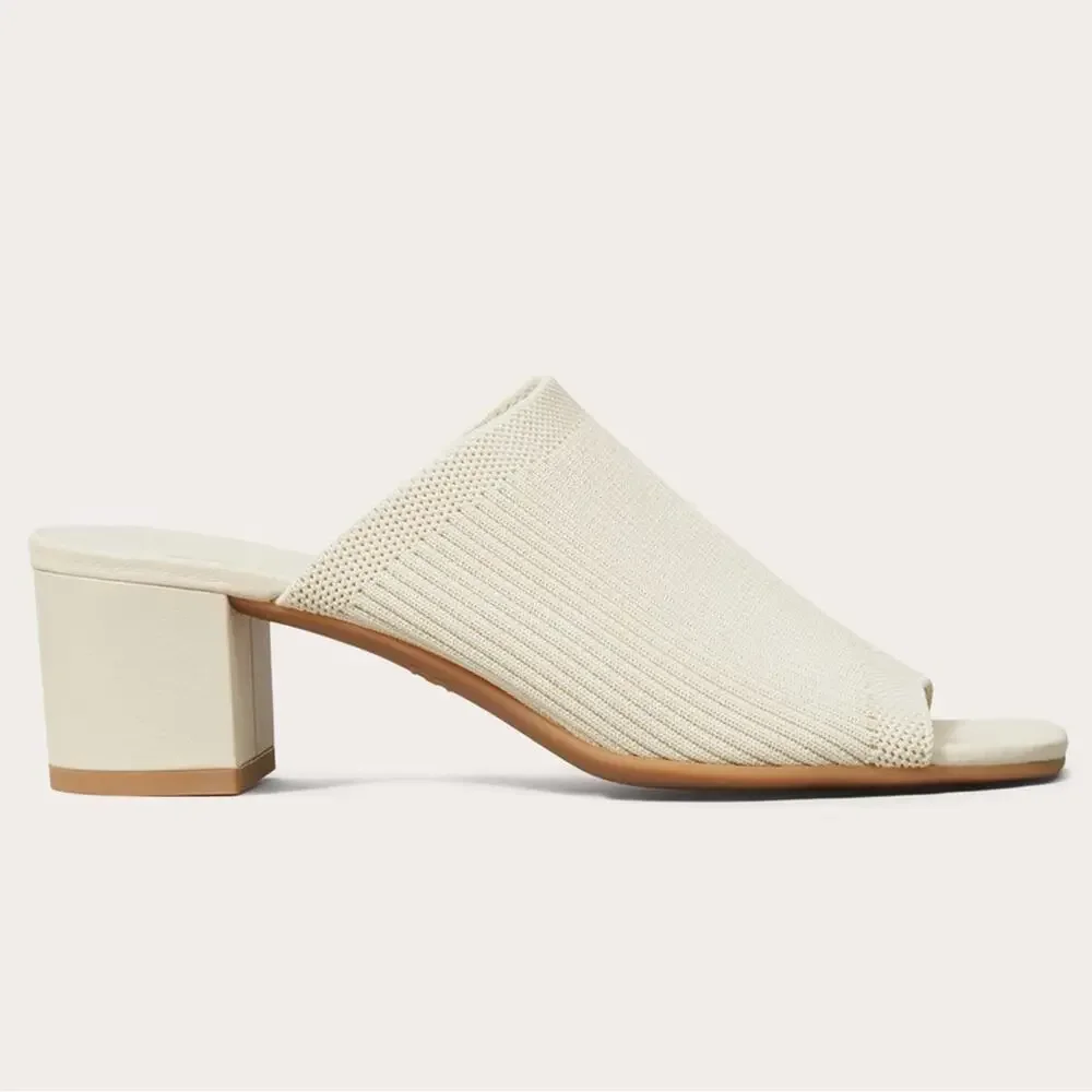 Everlane Glove Mule ReKnit Bone Ivory Square Toe Block Heel Size 8.5 Sustainable - Picture 3 of 6